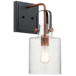 Kitner 1-Light Antique Copper Bathroom Indoor Wall Sconce with Clear Glass Shade by KICHLER