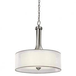 Lacey 4-Light Antique Pewter Transitional Kitchen Pendant Hanging Light with Translucent Organza Outer Shade by KICHLER