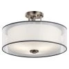 Tallie 3-Light Antique Pewter Drum Hallway Semi-Flush Mount Ceiling Light with Translucent Organza Outer Shade by KICHLER -Kichler Sales antique pewter kichler flush mount lights 43194ap 64 1000