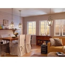 Hayman Bay 2-Light Distressed Antique White Farmhouse Kitchen Lantern Pendant Hanging Light with Clear Seeded Glass by KICHLER -Kichler Sales antique white kichler chandeliers 43258daw 4f 1000