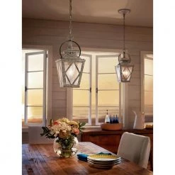 Hayman Bay 2-Light Distressed Antique White Farmhouse Kitchen Lantern Pendant Hanging Light with Clear Seeded Glass by KICHLER -Kichler Sales antique white kichler chandeliers 43258daw c3 1000