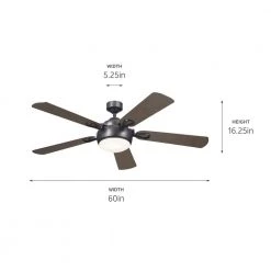 Humble 60 in. Integrated LED Indoor Anvil Iron Downrod Mount Ceiling Fan with Wall Control by KICHLER -Kichler Sales anvil iron kichler ceiling fans with lights 300415avi 1f 1000