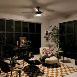 Humble 60 in. Integrated LED Indoor Anvil Iron Downrod Mount Ceiling Fan with Wall Control by KICHLER -Kichler Sales anvil iron kichler ceiling fans with lights 300415avi 31 1000