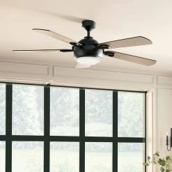 Humble 60 in. Integrated LED Indoor Anvil Iron Downrod Mount Ceiling Fan with Wall Control by KICHLER -Kichler Sales anvil iron kichler ceiling fans with lights 300415avi fa 1000