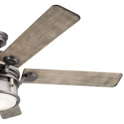 Ahrendal 60 in. Integrated LED Outdoor Anvil Iron Downrod Mount Ceiling Fan with Light with Switch by KICHLER -Kichler Sales anvil iron kichler ceiling fans with lights 310170avi 4f 1000