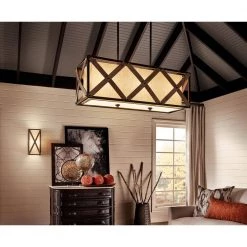 Cahoon 3-Light Anvil Iron Farmhouse Dining Room Linear Chandelier by KICHLER -Kichler Sales anvil iron kichler chandeliers 43774avi e1 1000