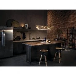 Cuyahoga Mill 5-Light Anvil Iron Farmhouse Dining Room Linear Chandelier by KICHLER -Kichler Sales anvil iron kichler chandeliers 44229avi 44 1000