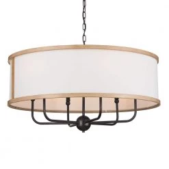 Heddle 6-Light Anvil Iron and Beech Vintage Dining Room Chandelier with Fabric Shade by KICHLER 12 Heddle 6-Light Anvil Iron and Beech Vintage Dining Room Chandelier with Fabric Shade by KICHLER -Kichler Sales anvil iron kichler chandeliers 52466avi c3 1000