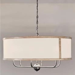 Heddle 6-Light Anvil Iron and Beech Vintage Dining Room Chandelier with Fabric Shade by KICHLER 16 Heddle 6-Light Anvil Iron and Beech Vintage Dining Room Chandelier with Fabric Shade by KICHLER -Kichler Sales anvil iron kichler chandeliers 52466avi fa 1000