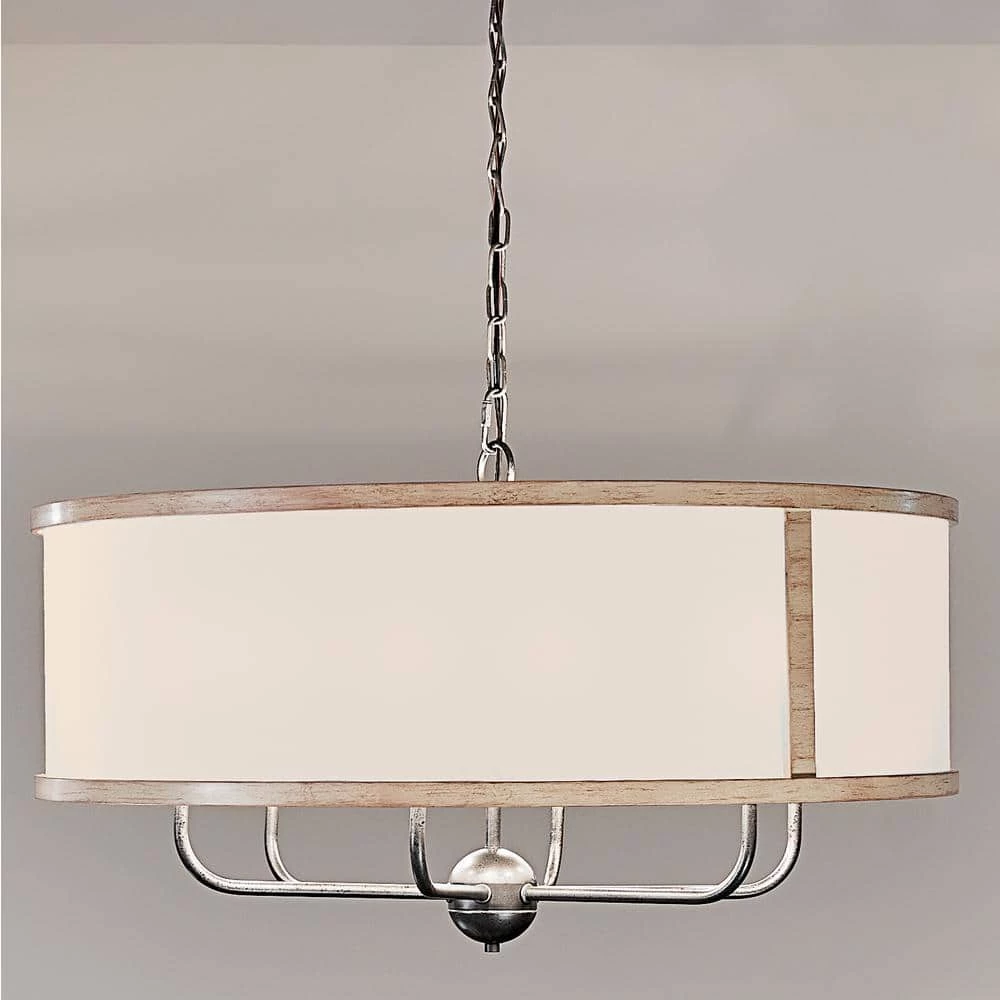 Heddle 6-Light Anvil Iron and Beech Vintage Dining Room Chandelier with Fabric Shade by KICHLER 9 Heddle 6-Light Anvil Iron and Beech Vintage Dining Room Chandelier with Fabric Shade by KICHLER - Image 7