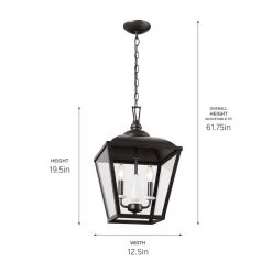 Dame 2-Light Anvil Iron Vintage Lantern Foyer Pendant Hanging Light with Clear Glass by KICHLER -Kichler Sales anvil iron kichler chandeliers 52474avi 44 1000