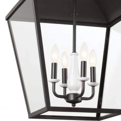 Dame 4-Light Anvil Iron Vintage Lantern Foyer Pendant Hanging Light with Clear Glass by KICHLER -Kichler Sales anvil iron kichler chandeliers 52475avi 4f 1000
