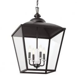 Dame 4-Light Anvil Iron Vintage Lantern Foyer Pendant Hanging Light with Clear Glass by KICHLER -Kichler Sales anvil iron kichler chandeliers 52475avi c3 1000