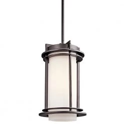 Pacific Edge Outdoor Light Architectural Bronze Outdoor Hanging Pendant Light w/ Satin Etched Cased Opal Glass (1-Pack) by KICHLER
