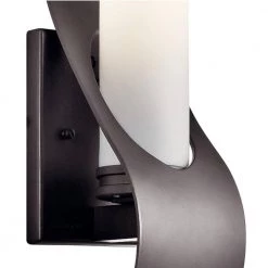 Zolder 17 in. 1-Light Architectural Bronze Outdoor Light Halogen Wall Sconce with Satin Etched Cased Opal Glass (1-Pack) by KICHLER -Kichler Sales architectural bronze kichler outdoor sconces 49149az 4f 1000