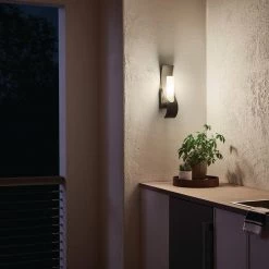 Zolder 17 in. 1-Light Architectural Bronze Outdoor Light Halogen Wall Sconce with Satin Etched Cased Opal Glass (1-Pack) by KICHLER -Kichler Sales architectural bronze kichler outdoor sconces 49149az 76 1000