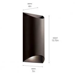 Wesley 14 in. 2-Lights Architectural Bronze Outdoor Light Integrated LED Wall Sconce (1-Pack) by KICHLER -Kichler Sales architectural bronze kichler outdoor sconces 49279aztled 4f 1000