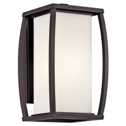 Bowen 13 in. 1-Light Architectural Bronze Outdoor Light Wall Sconce with Satin Etched Cased Opal Glass (1-Pack) by KICHLER