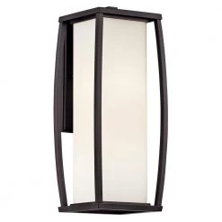 Bowen 18 in. 1-Light Architectural Bronze Outdoor Light Wall Sconce with Satin Etched Cased Opal Glass (1-Pack) by KICHLER