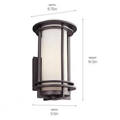 Pacific Edge 16.5 in. 1-Light Architectural Bronze Outdoor Light Wall Cylinder with Cased Opal Glass (1-Pack) by KICHLER -Kichler Sales architectural bronze kichler outdoor sconces 49346az 4f 1000