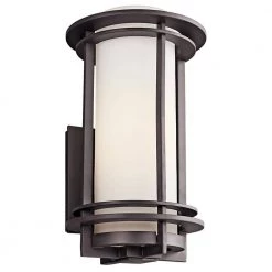 Pacific Edge 16.5 in. 1-Light Architectural Bronze Outdoor Light Wall Cylinder with Cased Opal Glass (1-Pack) by KICHLER