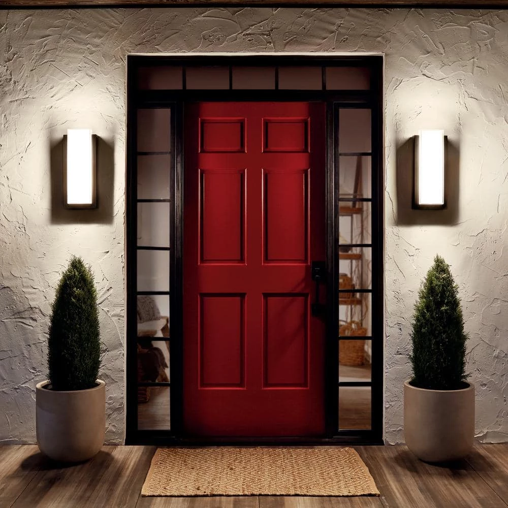 Dahlia 19 in. Single 2-Light Architectural Bronze Outdoor Light Integrated LED Wall Sconce with White Glass (1-Pack) by KICHLER 5 Dahlia 19 in. Single 2-Light Architectural Bronze Outdoor Light Integrated LED Wall Sconce with White Glass (1-Pack) by KICHLER - Image 3