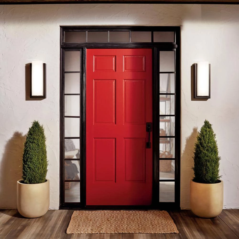 Dahlia 19 in. Single 2-Light Architectural Bronze Outdoor Light Integrated LED Wall Sconce with White Glass (1-Pack) by KICHLER 4 Dahlia 19 in. Single 2-Light Architectural Bronze Outdoor Light Integrated LED Wall Sconce with White Glass (1-Pack) by KICHLER - Image 2