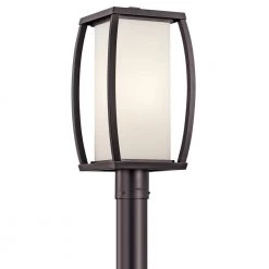 Bowen 1-Light Architectural Bronze Outdoor Lamp Post Light with Satin Etched Cased Opal Glass (1-Pack) by KICHLER