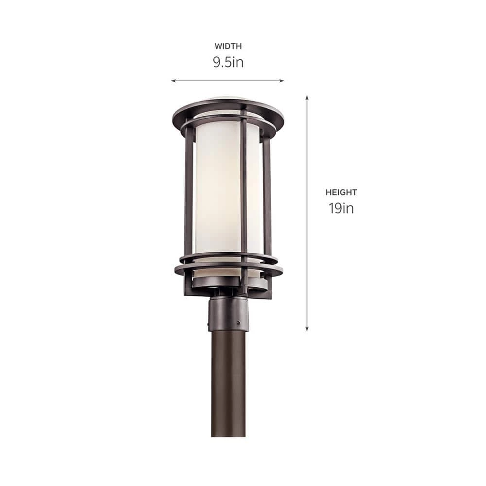 Pacific Edge 1-Light Architectural Bronze Outdoor Lamp Post Light with Satin Etched Cased Opal Glass (1-Pack) by KICHLER 7 Pacific Edge 1-Light Architectural Bronze Outdoor Lamp Post Light with Satin Etched Cased Opal Glass (1-Pack) by KICHLER - Image 5