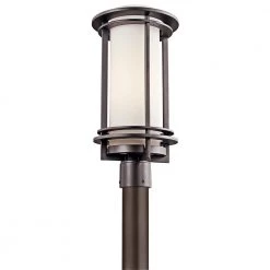 Pacific Edge 1-Light Architectural Bronze Outdoor Lamp Post Light with Satin Etched Cased Opal Glass (1-Pack) by KICHLER