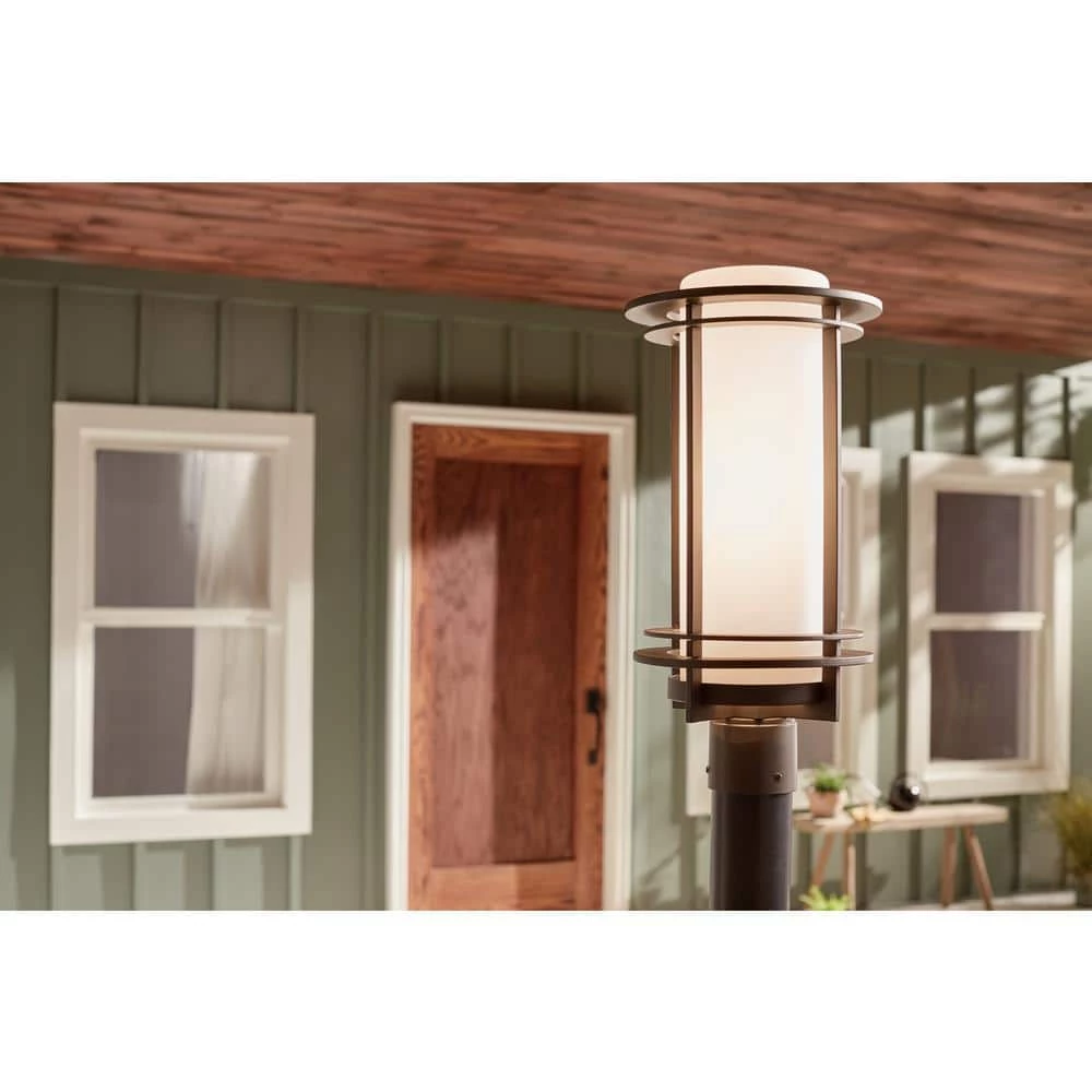 Pacific Edge 1-Light Architectural Bronze Outdoor Lamp Post Light with Satin Etched Cased Opal Glass (1-Pack) by KICHLER 4 Pacific Edge 1-Light Architectural Bronze Outdoor Lamp Post Light with Satin Etched Cased Opal Glass (1-Pack) by KICHLER - Image 2
