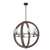 Grand Bank 8-Light Auburn Stained Wood and Distressed Black Metal Farmhouse Dining Room Globe Chandelier by KICHLER -Kichler Sales auburn stain black kichler chandeliers 43190aub 64 1000