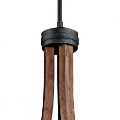 Grand Bank 6-Light Auburn Stained Wood and Distressed Black Metal Farmhouse Dining Room Chandelier by KICHLER -Kichler Sales auburn stain black kichler chandeliers 43193aub 1f 1000