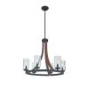 Grand Bank 6-Light Auburn Stained Wood and Distressed Black Metal Farmhouse Dining Room Chandelier by KICHLER -Kichler Sales auburn stain black kichler chandeliers 43193aub 64 1000