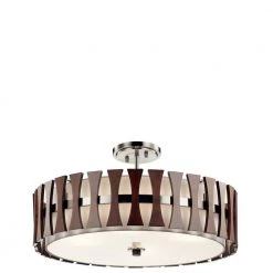 Cirus 4-Light Auburn Stain Contemporary Kitchen Pendant Hanging Light with Tempered Etched Glass and White Linen by KICHLER -Kichler Sales auburn stain kichler chandeliers 43753aub 1f 1000