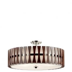 Cirus 5-Light Auburn Stain Contemporary Kitchen Pendant Hanging Light with Tempered Etched Glass and White Linen by KICHLER -Kichler Sales auburn stain kichler chandeliers 43754aub 1f 1000