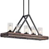 Colerne 5-Light Auburn Stained Rectangle Rectangle Farmhouse Dining Room Linear Chandelier with Clear Seeded Glass Shade by KICHLER -Kichler Sales auburn stained kichler chandeliers 43491aub 64 1000