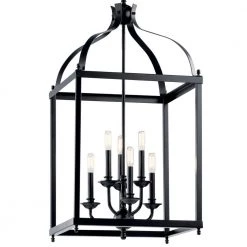 Larkin 6-Light Black Traditional Foyer Square Hanging Light Pendant by KICHLER -Kichler Sales black kichler chandeliers 42568bk c3 1000