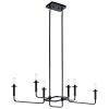 Alden 6-Light Black Mid-Century Modern Dining Room Candlestick Linear Chandelier by KICHLER
