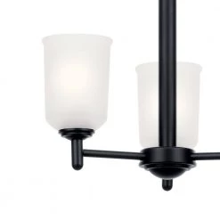Shailene 3-Light Black Transitional Dining Room Mini Chandelier with Satin Etched Glass Shade by KICHLER -Kichler Sales black kichler chandeliers 43670bk 4f 1000
