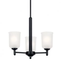 Shailene 3-Light Black Transitional Dining Room Mini Chandelier with Satin Etched Glass Shade by KICHLER -Kichler Sales black kichler chandeliers 43670bk c3 1000