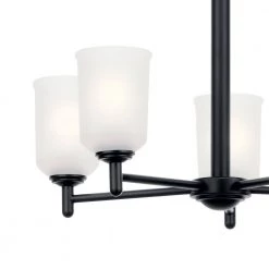 Shailene 5-Light Black Transitional Dining Room Chandelier with Satin Etched Glass Shade by KICHLER -Kichler Sales black kichler chandeliers 43671bk 4f 1000