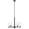 Shailene 5-Light Black Transitional Dining Room Chandelier with Satin Etched Glass Shade by KICHLER