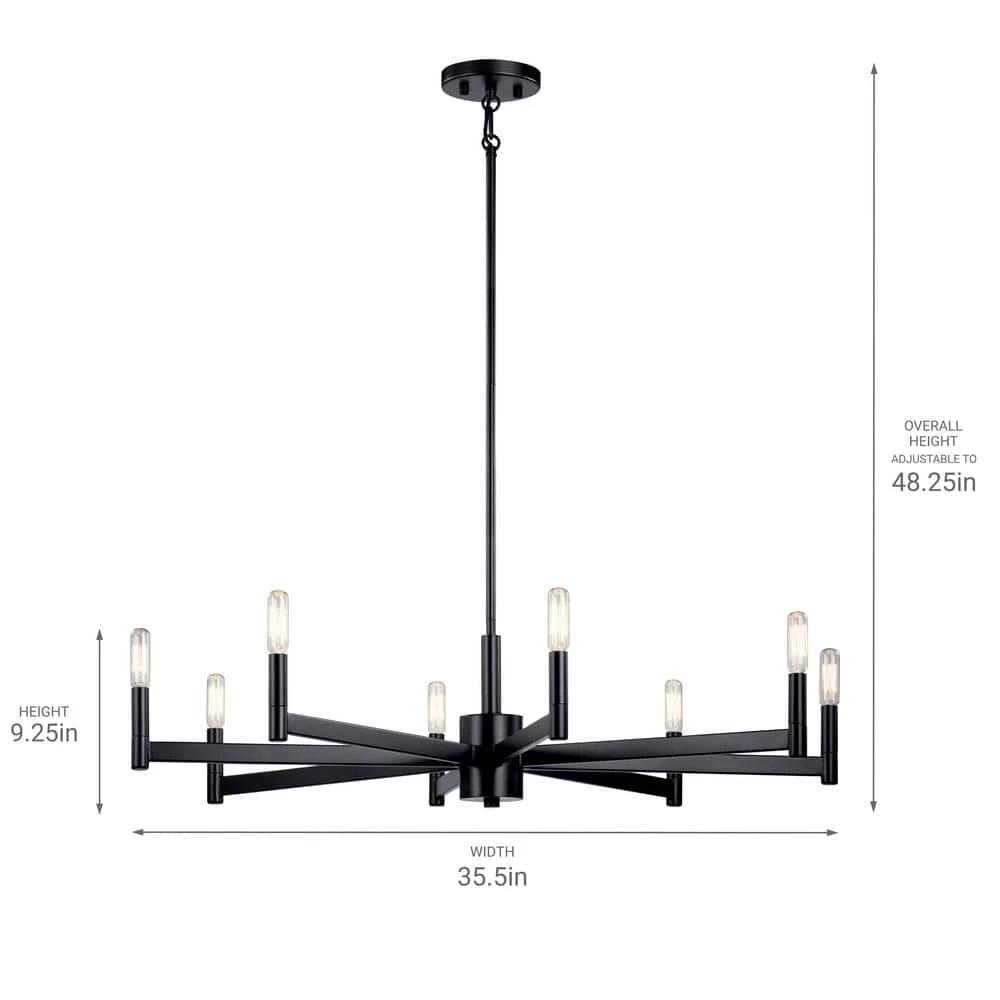 Erzo 8-Light Black Contemporary Candlestick Dining Room Chandelier by KICHLER 8 Erzo 8-Light Black Contemporary Candlestick Dining Room Chandelier by KICHLER - Image 6