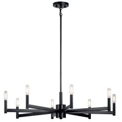 Erzo 8-Light Black Contemporary Candlestick Dining Room Chandelier by KICHLER