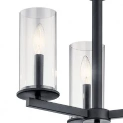 Crosby 3-Light Black Convertible Chandelier with Clear Glass Shades by KICHLER -Kichler Sales black kichler chandeliers 43997bk 1f 1000