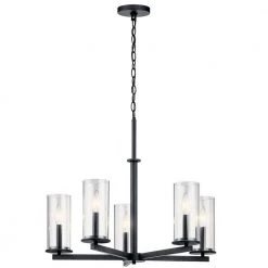 Crosby 5-Light Black Chandelier with Clear Glass Shade by KICHLER