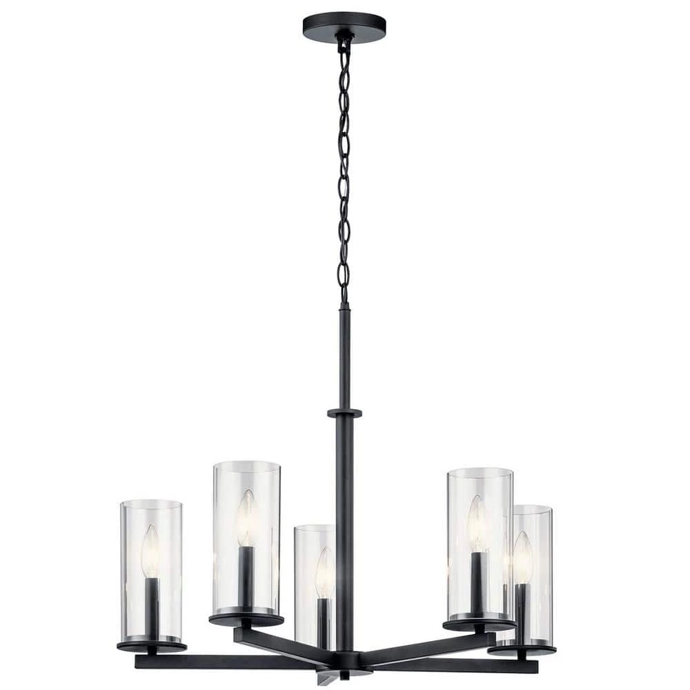 Crosby 5-Light Black Chandelier with Clear Glass Shade by KICHLER 3 Crosby 5-Light Black Chandelier with Clear Glass Shade by KICHLER