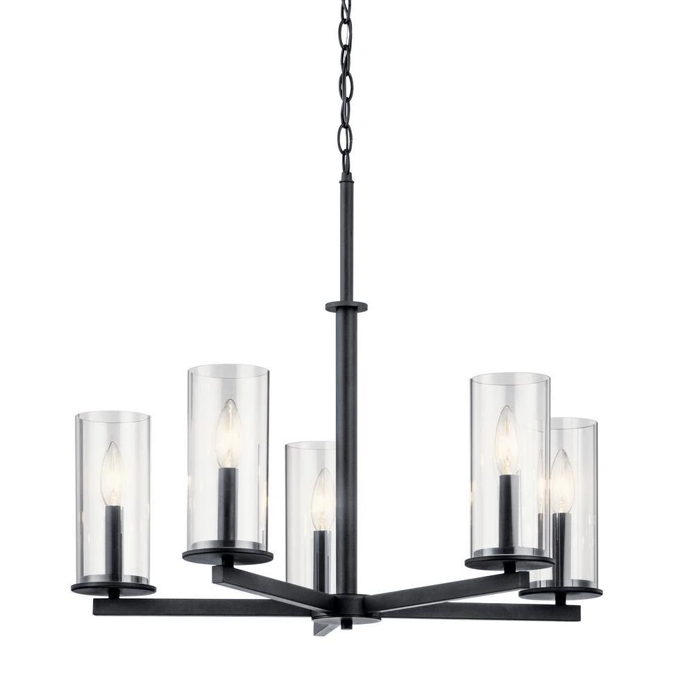 Crosby 5-Light Black Chandelier with Clear Glass Shade by KICHLER 4 Crosby 5-Light Black Chandelier with Clear Glass Shade by KICHLER - Image 2
