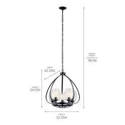 Tuscany 5-Light Black Farmhouse Dining Room Cage Chandelier with Clear Seeded Glass Shade by KICHLER -Kichler Sales black kichler chandeliers 44060bk 76 1000